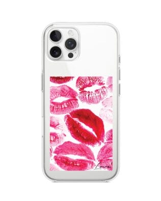 Etui do iPhone 12 Pro Max przeźroczyste, silikonowe Flexi, pocałunki z napisem „love”