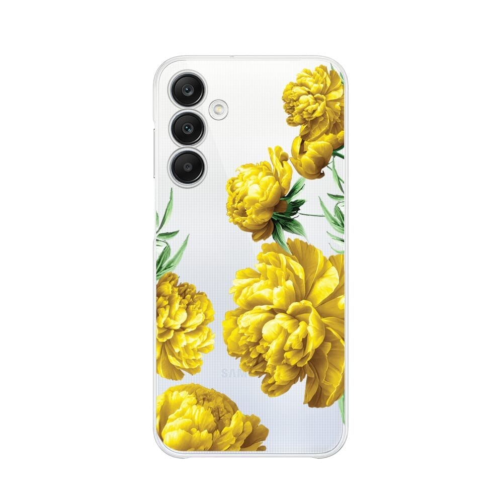Etui do Samsung Galaxy A25 5G przeźroczyste, silikonowe Flexi, żółte piwonie