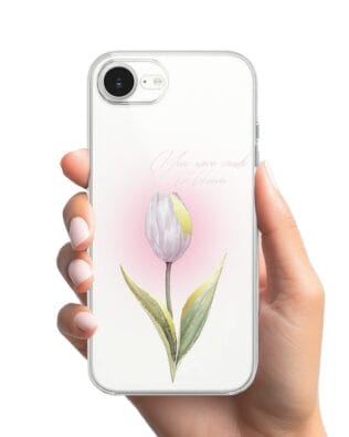 Etui do iPhone 16e przeźroczyste, silikonowe Flexi, kwiaty, tulipan