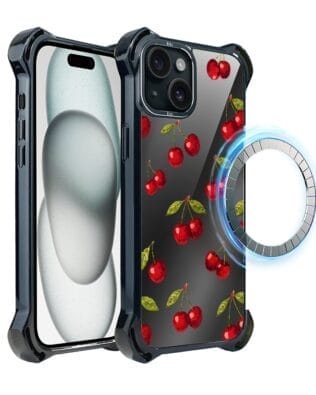 Etui do iPhone 15 IBIZU DropGuard Ultra z MagSafe, Midnight, Wiśniowa noc