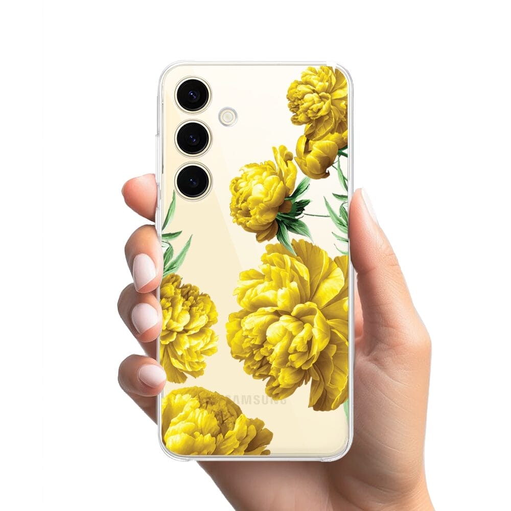 Etui do Samsung Galaxy S24 Plus przeźroczyste, silikonowe Flexi, żółte piwonie - obrazek 2