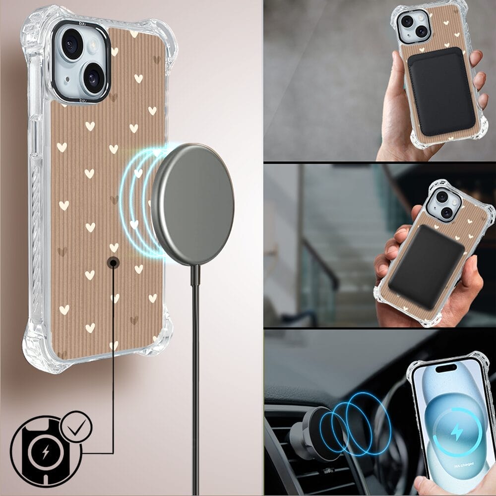 Etui do iPhone 15 Plus IBIZU DropGuard Ultra z MagSafe, Boho, Pudrowe serca - obrazek 8