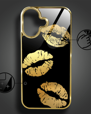 Etui do iPhone 16 IBIZU Elite Glass z MagSafe Golden Midnight, Usta, złote