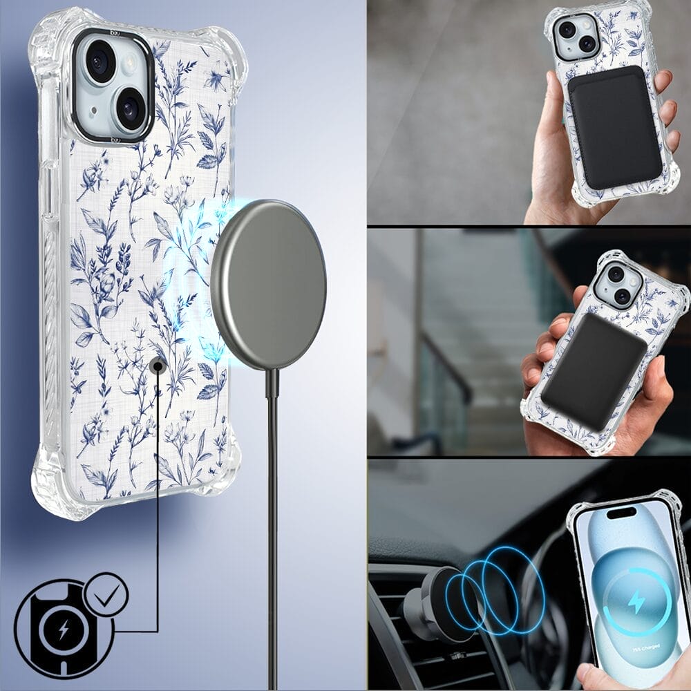 Etui iPhone 15 IBIZU DropGuard Ultra z MagSafe, Pastel Bloom, Lazurowe szepty - obrazek 8