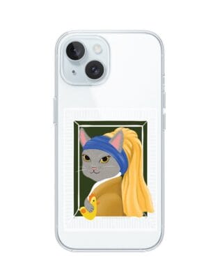 Etui do iPhone 15 Plus przeźroczyste, silikonowe Flexi, kotek z kurczakiem