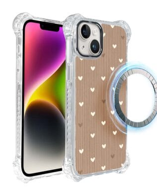 Etui iPhone 14 Plus IBIZU DropGuard Ultra z MagSafe, Boho, Pudrowe serca
