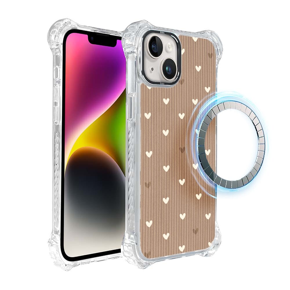 Etui iPhone 14 Plus IBIZU DropGuard Ultra z MagSafe, Boho, Pudrowe serca