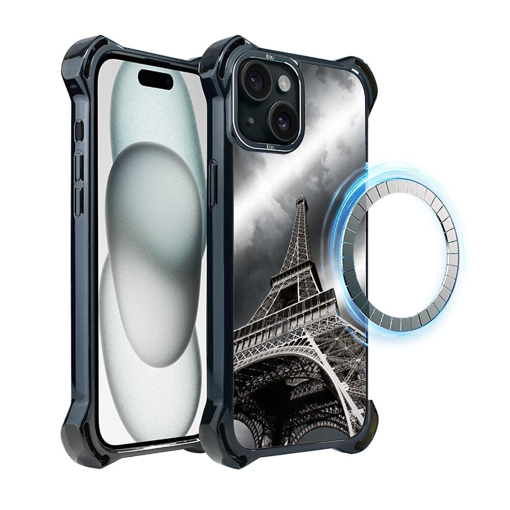 Etui do iPhone 15 IBIZU DropGuard Ultra z MagSafe, Noir City, Wieża Eiffla