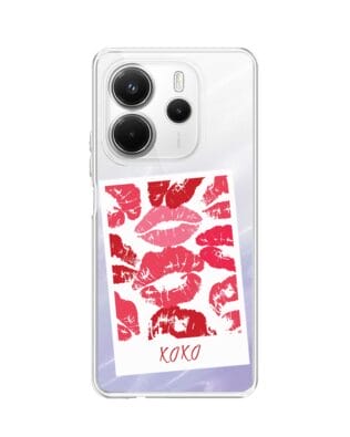 Etui do Xiaomi Redmi Note 14 4G przeźroczyste, silikonowe Flexi, pocałunki, polaroid