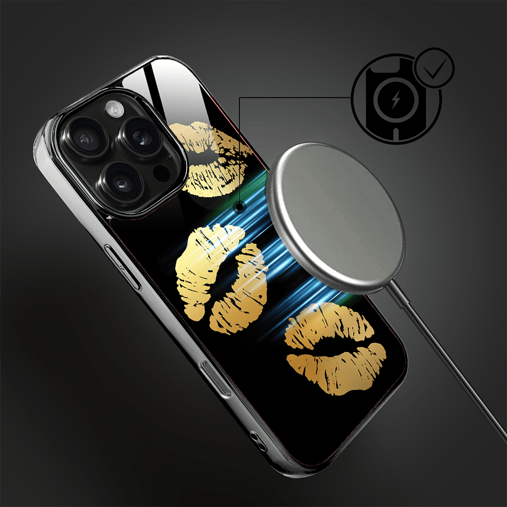 Etui do iPhone 16 Pro IBIZU Elite Glass z MagSafe Golden Midnight, Usta, czarne - obrazek 7