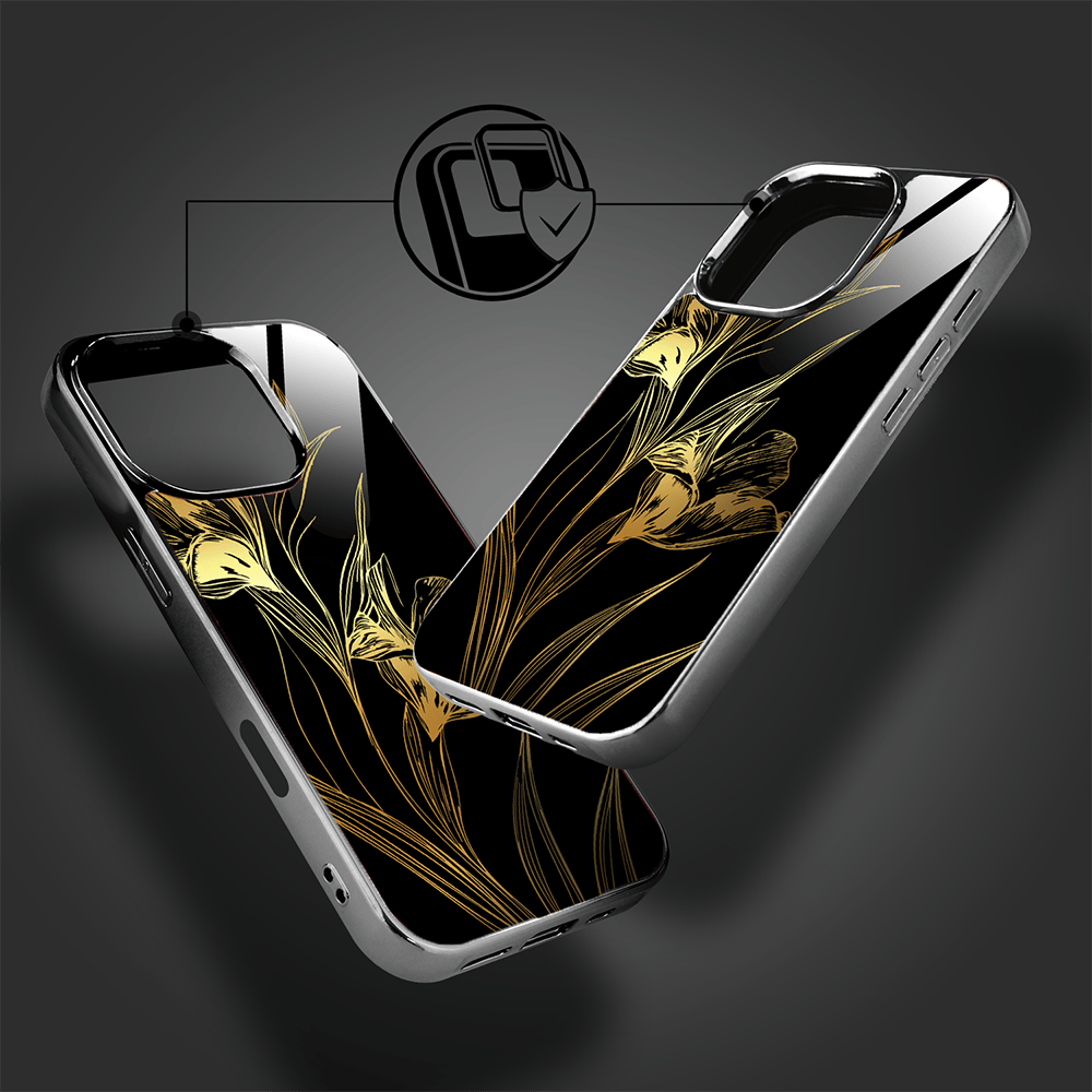 Etui do iPhone 16 Pro IBIZU Elite Glass z MagSafe Golden Midnight, Królewskie irysy, czarne - obrazek 4