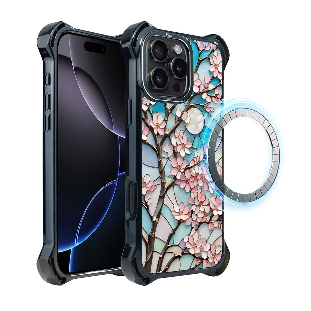 Etui do iPhone 16 Pro Max IBIZU DropGuard Ultra z MagSafe, Barwy Szkła, Księżycowa Wiśnia