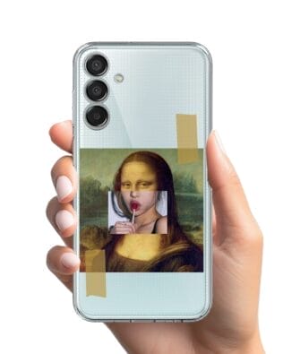 Etui do Samsung  Galaxy M15 5G przeźroczyste, silikonowe Flexi, Mona Lisa z lizakiem