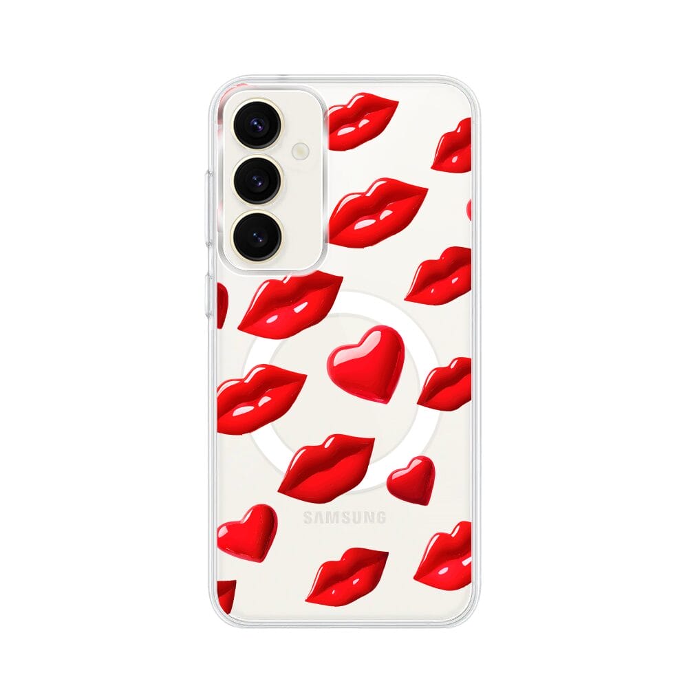 Etui do Samsung Galaxy S23 FE 5G z MagSafe przeźroczyste, silikonowe Flexi, czerwone usta