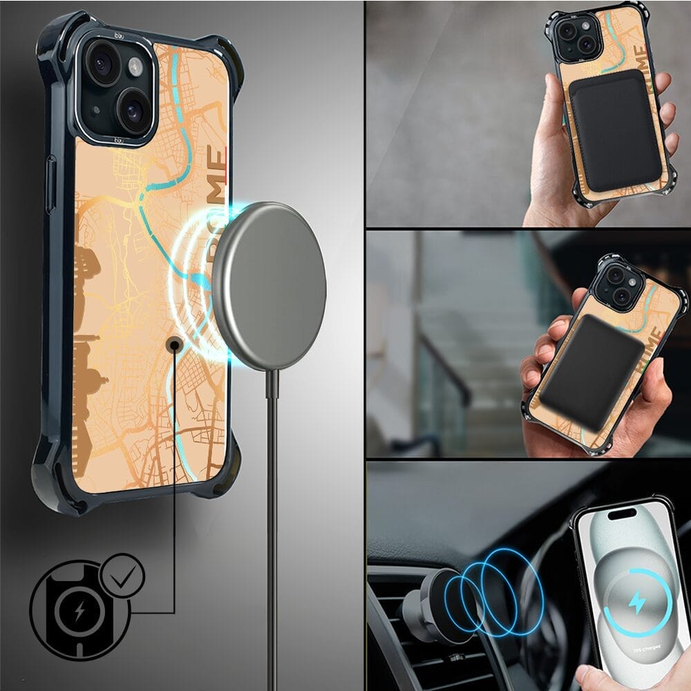 Etui do iPhone 15 IBIZU DropGuard Ultra z MagSafe, mapy świata, Rome - obrazek 8