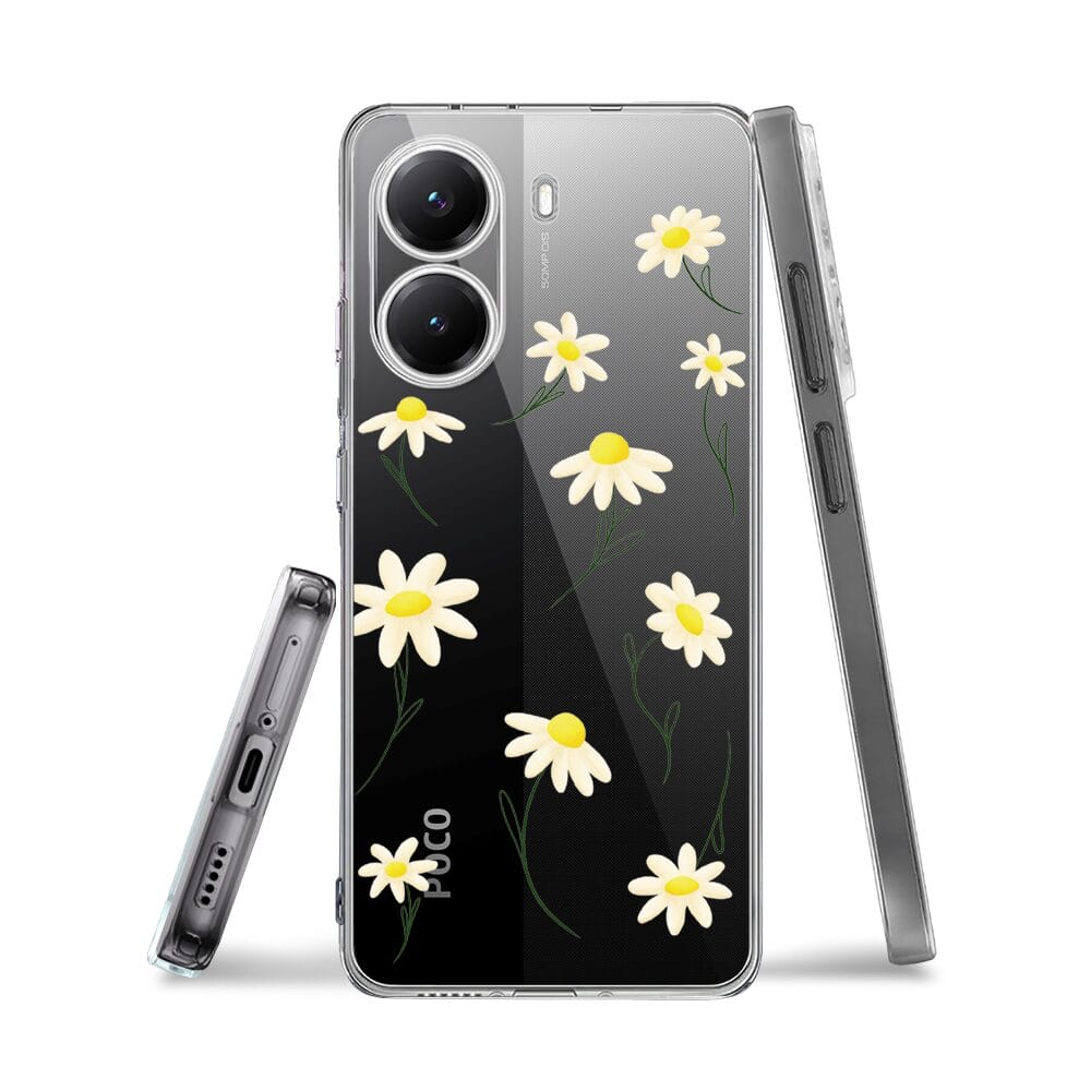 Etui do Xiaomi POCO X7 Pro przeźroczyste, silikonowe Flexi, stokrotki - obrazek 3