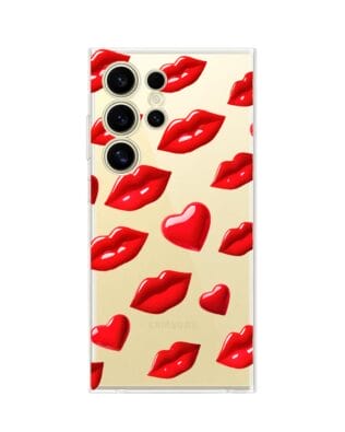 Etui do Samsung Galaxy S24 Ultra przeźroczyste, silikonowe Flexi, czerwone usta