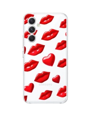 Etui do Samsung Galaxy A54 5G przeźroczyste, silikonowe Flexi, czerwone usta