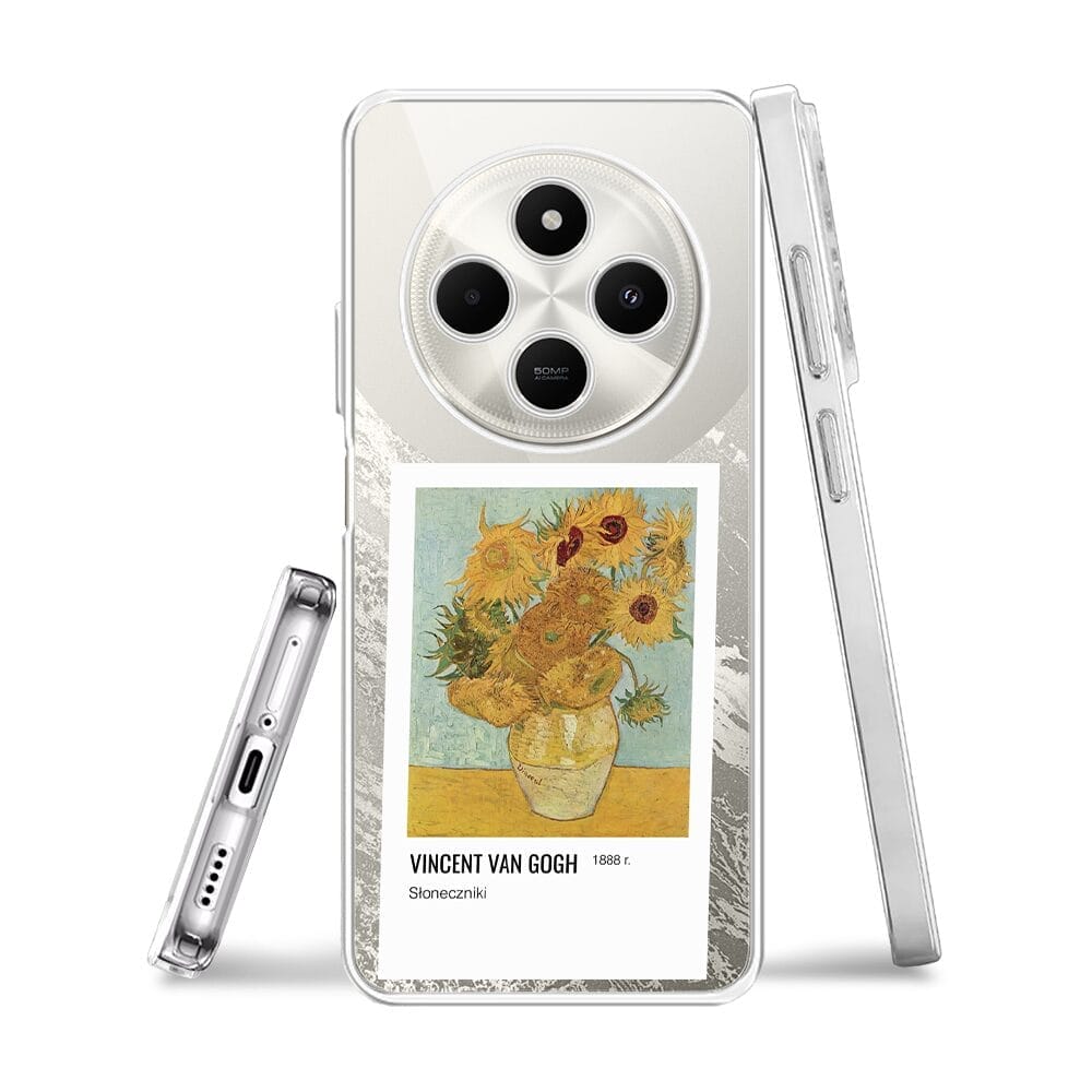 Etui do Xiaomi POCO C75 przeźroczyste, silikonowe Flexi, słoneczniki - obrazek 3