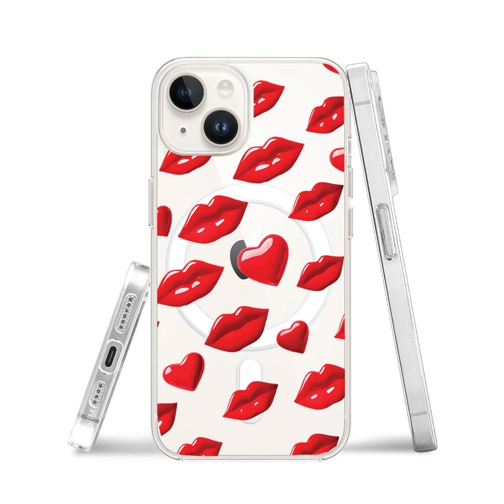 Etui do iPhone 13 z MagSafe przeźroczyste, silikonowe Flexi, czerwone usta - obrazek 3
