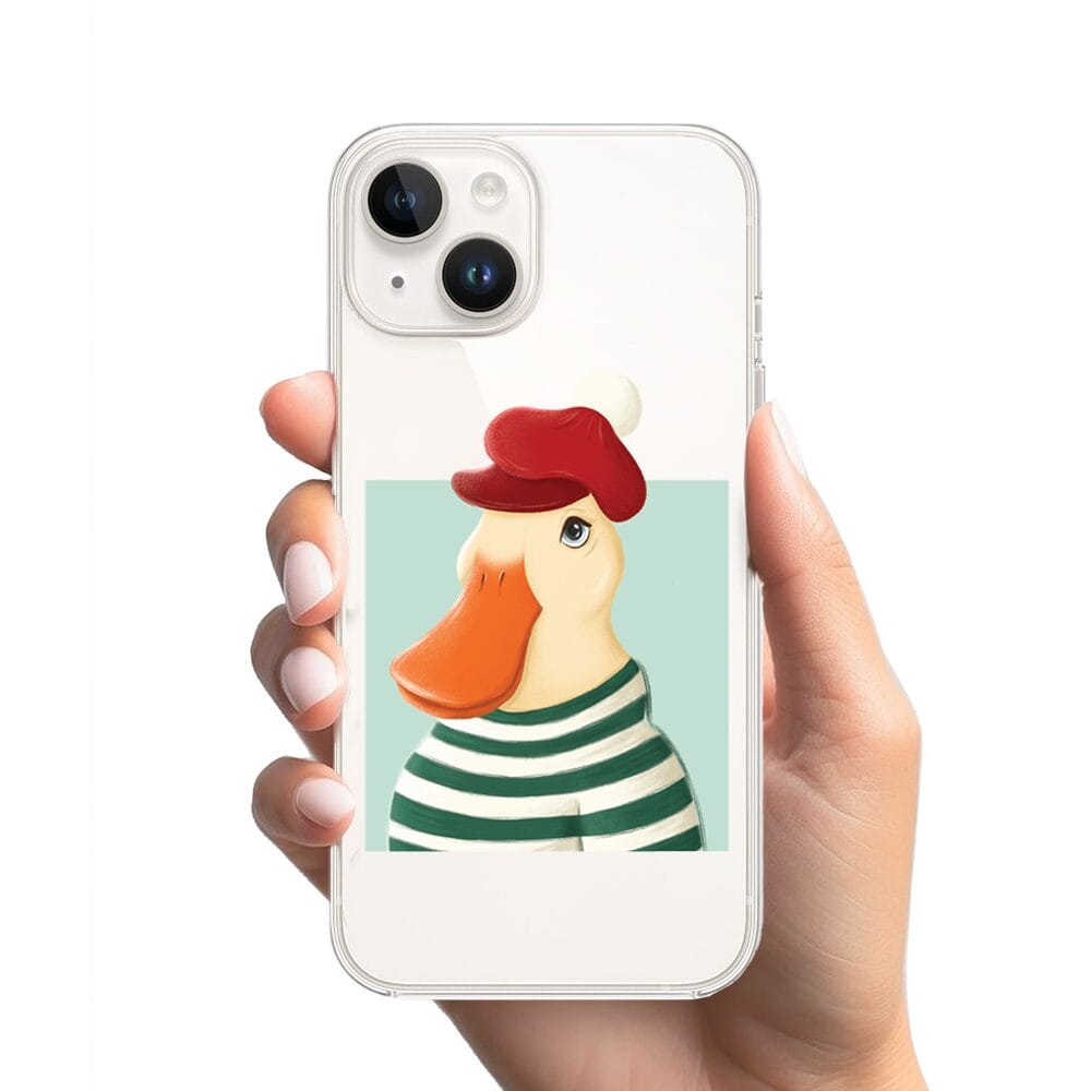 Etui do iPhone 13 Mini przeźroczyste, silikonowe Flexi, kaczuszka - obrazek 2