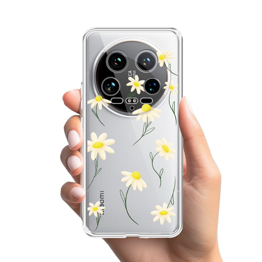 Etui do Xiaomi 14 Ultra przeźroczyste, silikonowe Flexi, stokrotki - obrazek 2