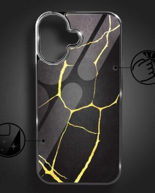 Etui do iPhone 16 Plus IBIZU Elite Glass z MagSafe, Kintsugi, czarna porcelana, czarne