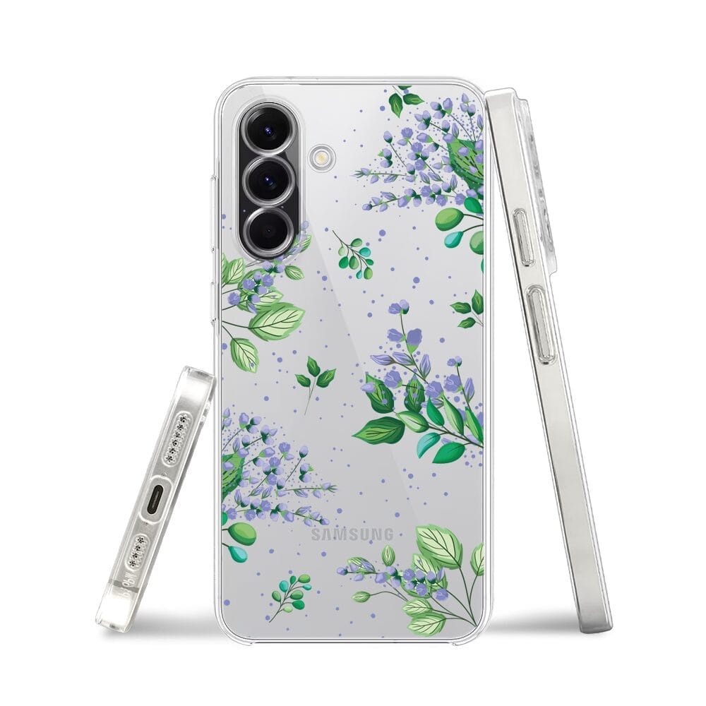 Etui do Samsung Galaxy A56 5G przeźroczyste, silikonowe Flexi, fioletowe kwiatki - obrazek 3