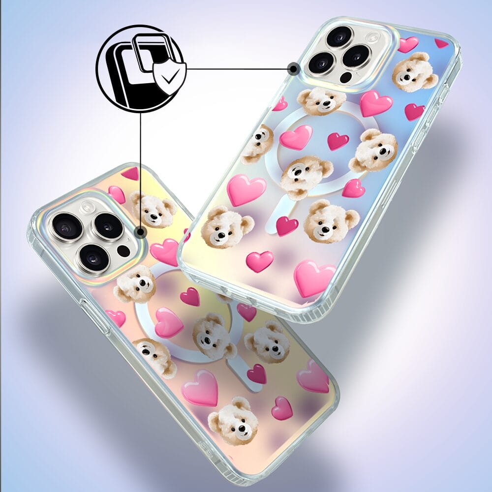 Etui do iPhone 15 Pro IBIZU California Sunset z MagSafe, zmieniające kolor, Love Mood, miś i serduszka - obrazek 4