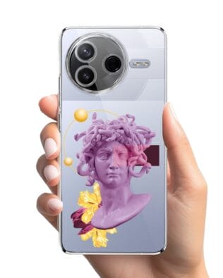 Etui do Xiaomi POCO F7 Pro przeźroczyste, silikonowe Flexi, antyczna figura, meduza