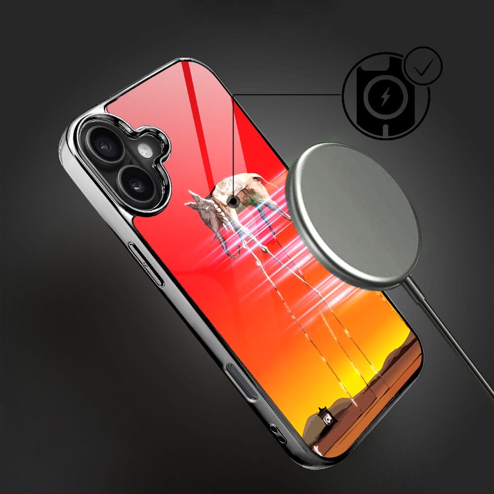 Etui do iPhone 16 Plus IBIZU Elite Glass z MagSafe, Salvador Dali, słoń, czarne - obrazek 3
