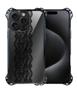 Etui do iPhone 15 Pro Max IBIZU DropGuard Ultra z MagSafe, Midnight, Ornamentowa koronka