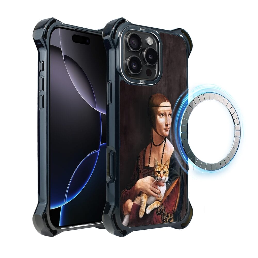 Etui do iPhone 16 Pro Max, IBIZU DropGuard Ultra z MagSafe, Leonardo Da Vinci, dama z kotem