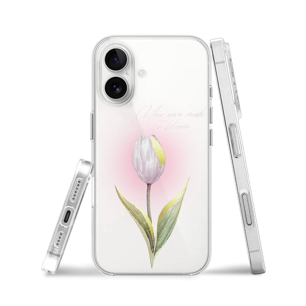 Etui do iPhone 16 przeźroczyste, silikonowe Flexi, kwiaty, tulipan - obrazek 3