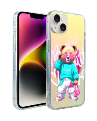 Etui do iPhone 14 IBIZU California Sunset z MagSafe, zmieniające kolor, Pink Queen, stylowy miś