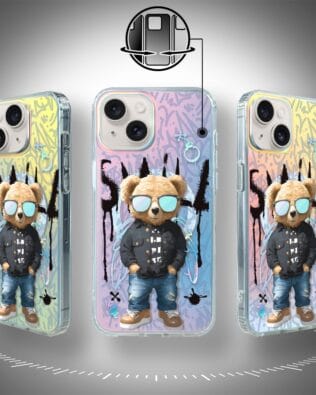 Etui do iPhone 14 IBIZU California Sunset z MagSafe, zmieniające kolor, Graffiti Boy, artystyczny miś