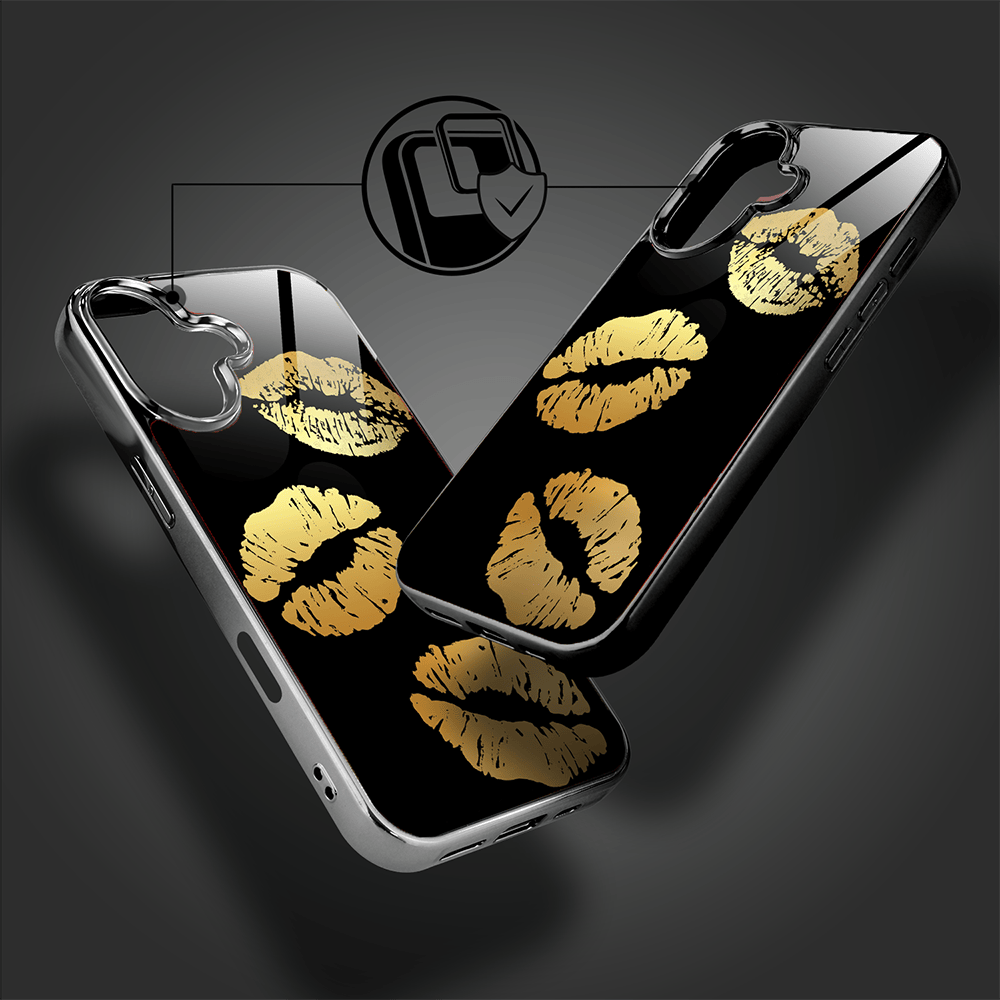 Etui do iPhone 16 IBIZU Elite Glass z MagSafe Golden Midnight, Usta, czarne - obrazek 4