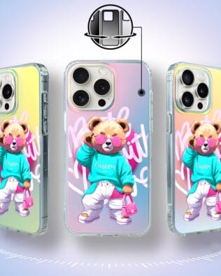 Etui do iPhone 16 Pro IBIZU California Sunset z MagSafe, zmieniające kolor, Pink Queen, stylowy miś