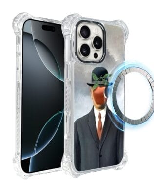 Etui do iPhone 16 Pro IBIZU DropGuard Ultra z MagSafe, Rene Magritte, syn człowieczy