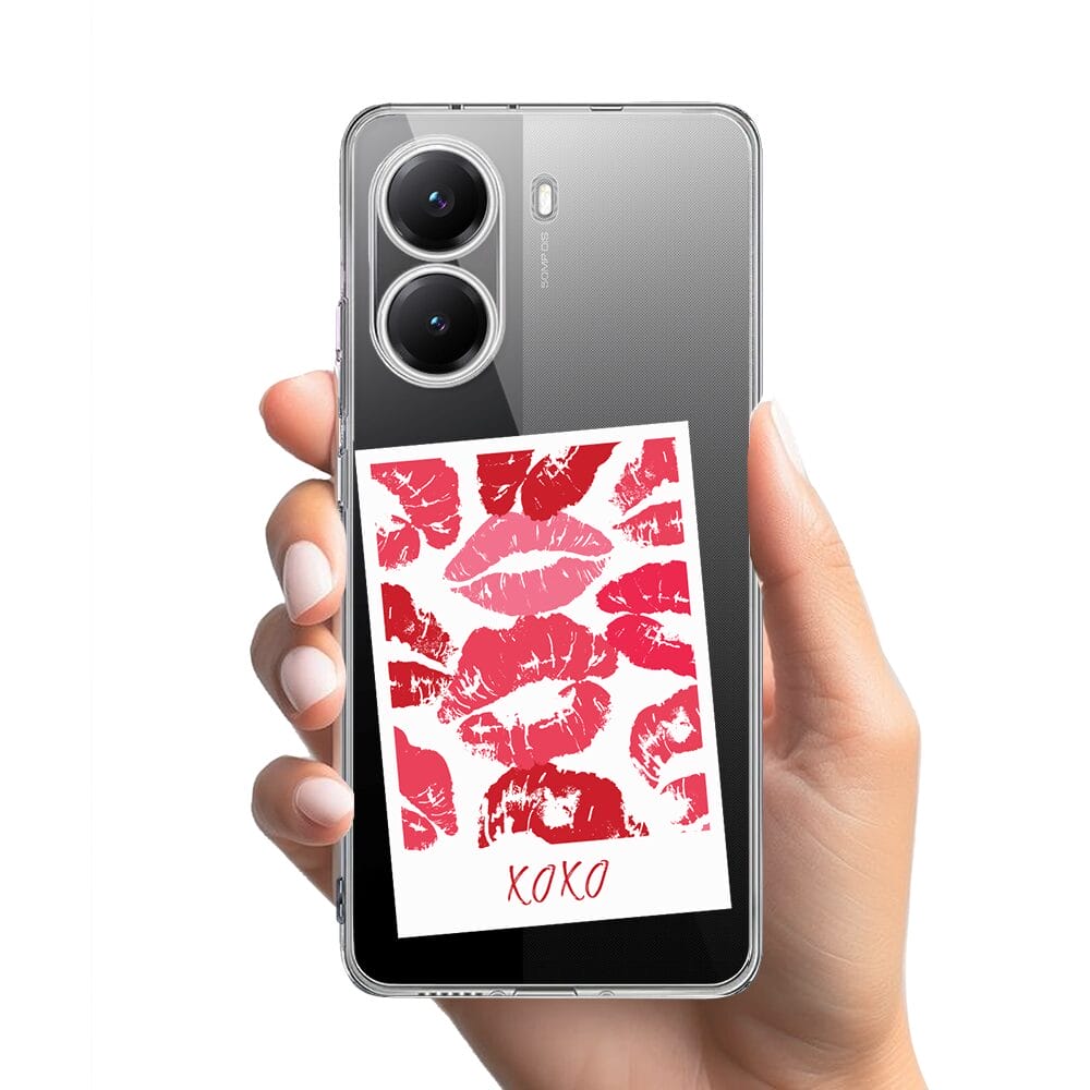 Etui do Xiaomi POCO X7 Pro przeźroczyste, silikonowe Flexi, pocałunki, polaroid - obrazek 2