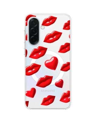 Etui do Samsung Galaxy A36 5G z MagSafe przeźroczyste, silikonowe Flexi, czerwone usta