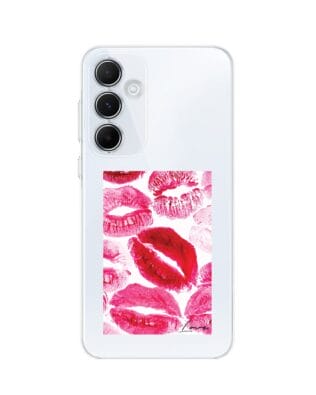 Etui do Samsung Galaxy A35 5G przeźroczyste, silikonowe Flexi, pocałunki z napisem „love”