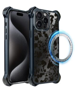 Etui do iPhone 15 Pro Max IBIZU DropGuard Ultra z MagSafe, Midnight, Cienie liści