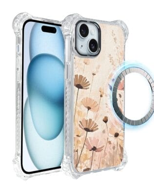 Etui do iPhone 15 Plus IBIZU DropGuard Ultra z MagSafe, Boho, Kwiatowa łąka