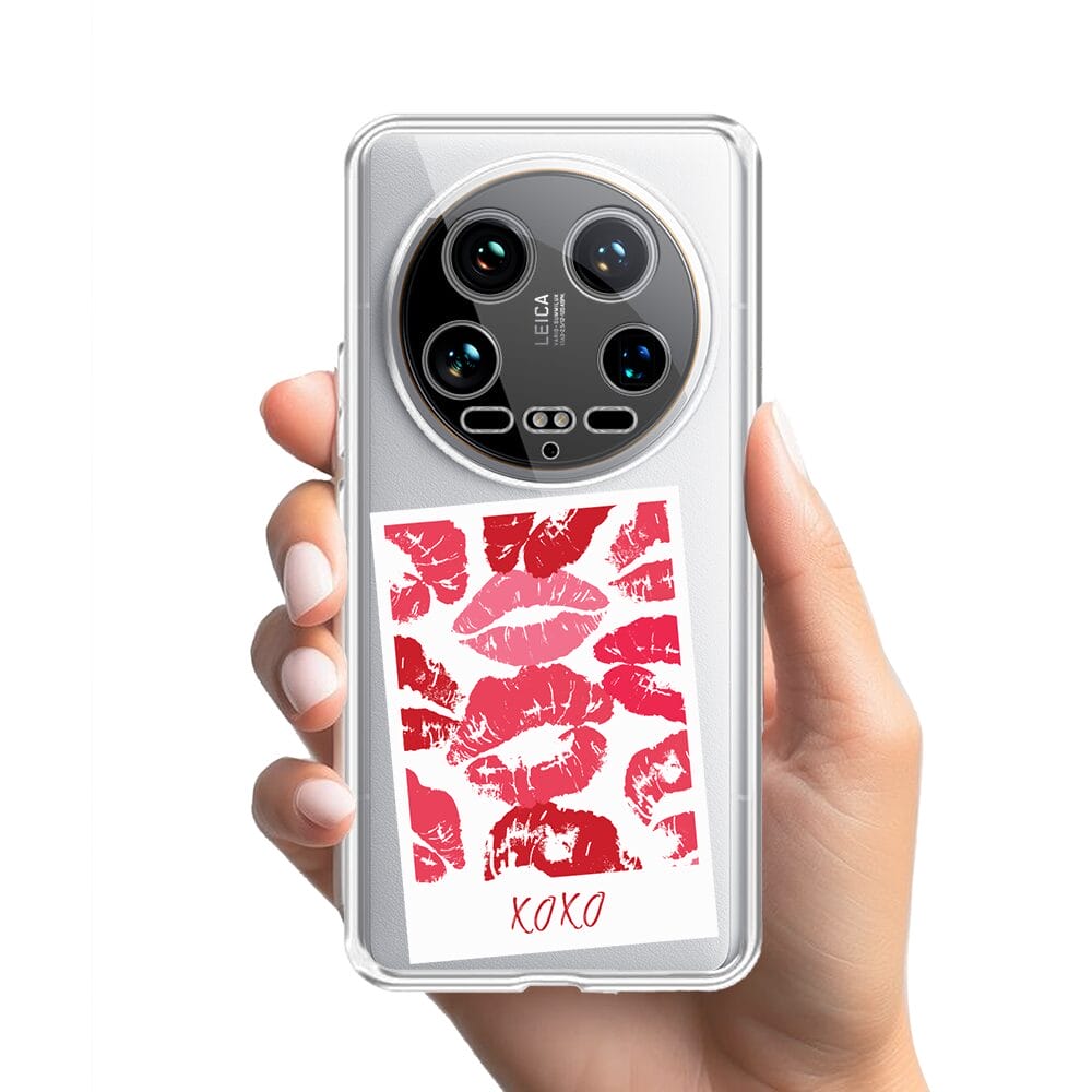 Etui do Xiaomi 14 Ultra przeźroczyste, silikonowe Flexi, pocałunki, polaroid - obrazek 2