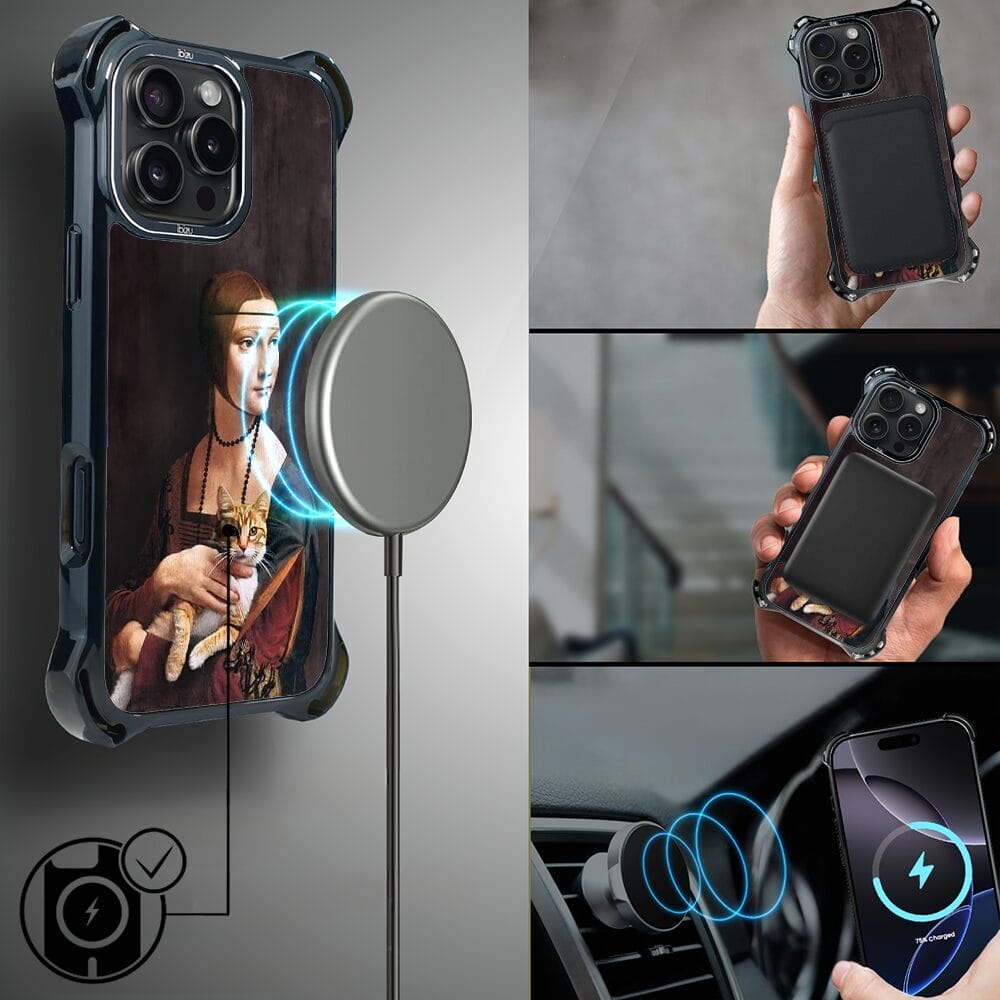 Etui do iPhone 16 Pro Max, IBIZU DropGuard Ultra z MagSafe, Leonardo Da Vinci, dama z kotem - obrazek 8
