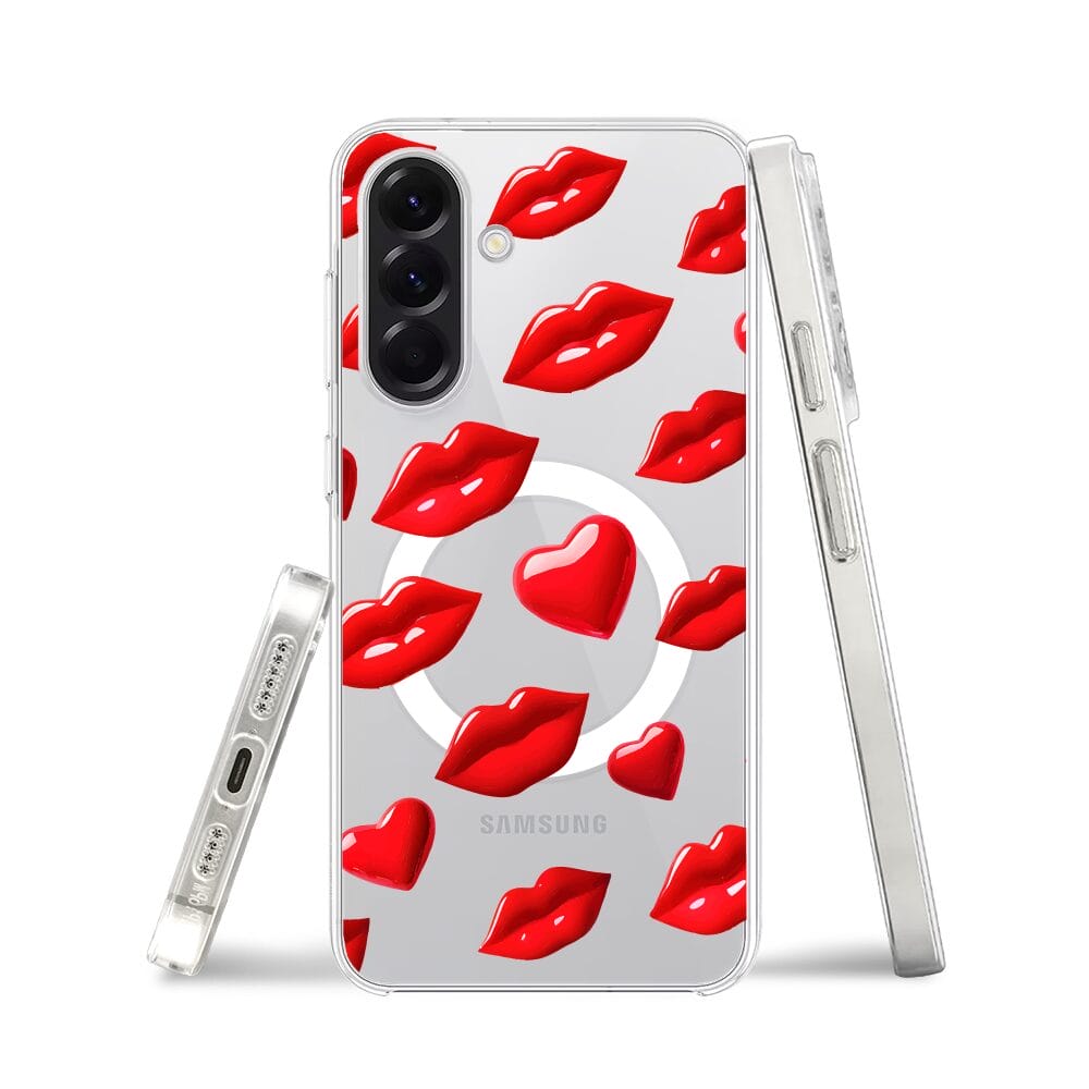 Etui do Samsung Galaxy A56 5G z MagSafe przeźroczyste, silikonowe Flexi, czerwone usta - obrazek 3