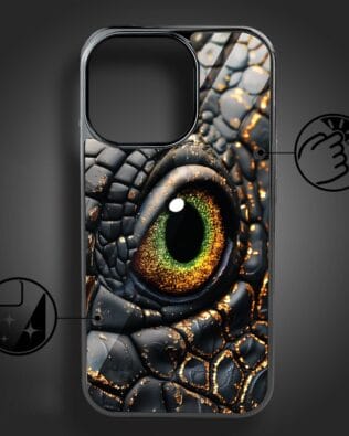 Etui do iPhone 16 Pro Max IBIZU Elite Glass z MagSafe Magia Azji amber dragon, czarny chrom