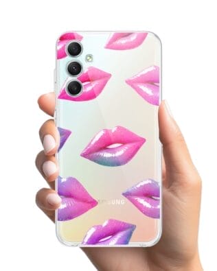Etui do Samsung Galaxy A34 5G przeźroczyste, silikonowe Flexi, hologramowe usta