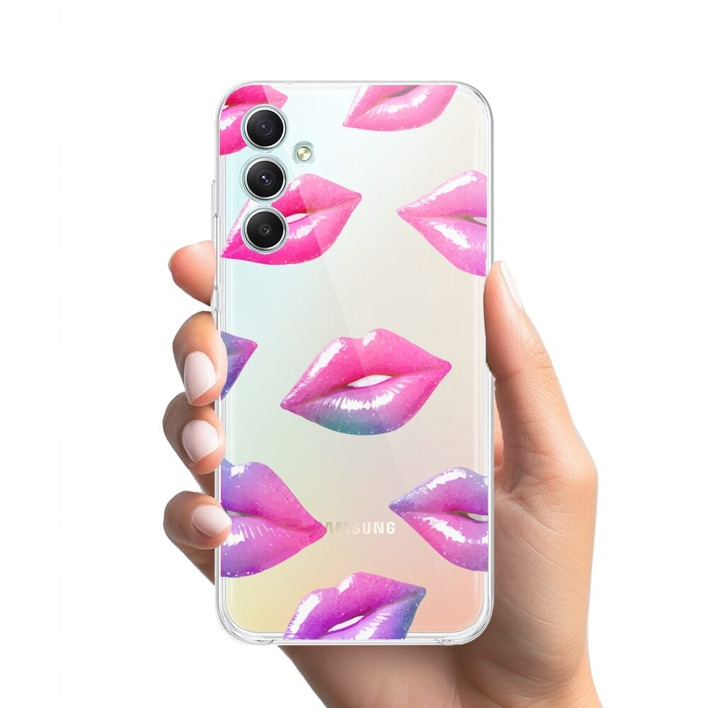 Etui do Samsung Galaxy A34 5G przeźroczyste, silikonowe Flexi, hologramowe usta - obrazek 2